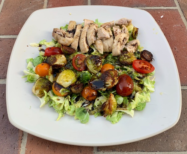 Chicken and brussel sprout salad